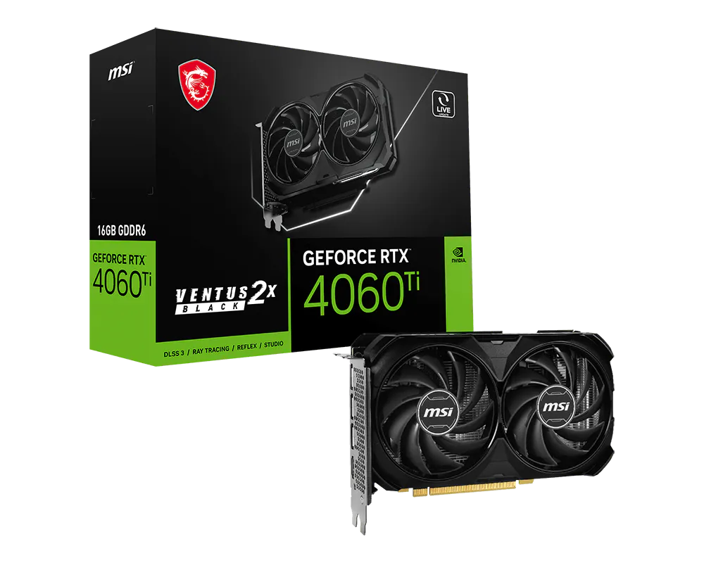 MSI 微星 GeForce RTX™ 4060 Ti VENTUS 2X BLACK 16G 顯示卡 圖片 1