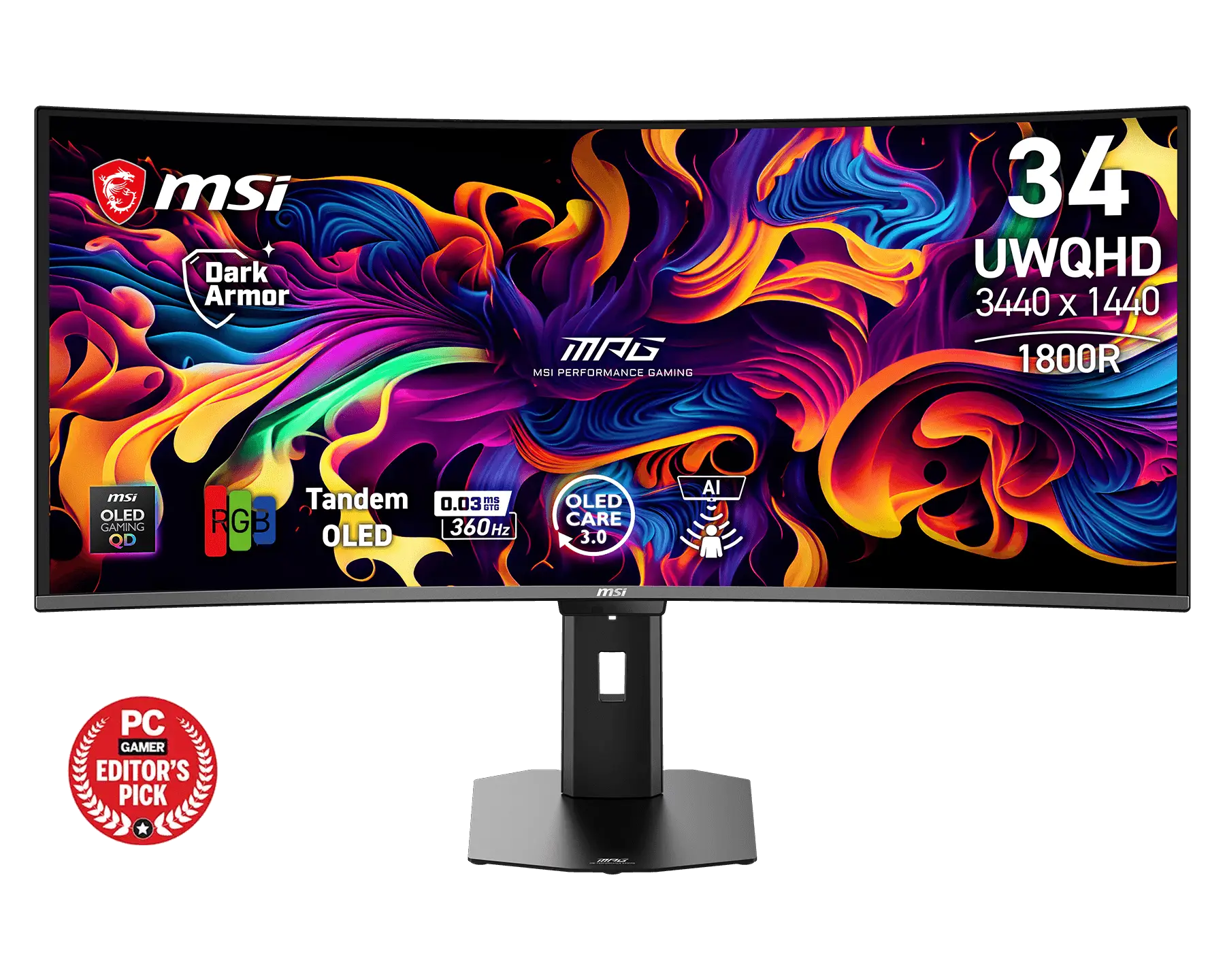 MSI 微星 MPG 341CQR QD-OLED X36 34 吋 UWQHD 360Hz 曲面 QD-OLED 電競螢幕 圖片 1