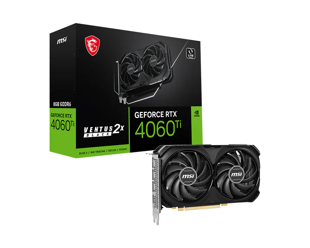 MSI 微星 GeForce RTX™ 4060 Ti VENTUS 2X BLACK 8G 顯示卡 圖片 1