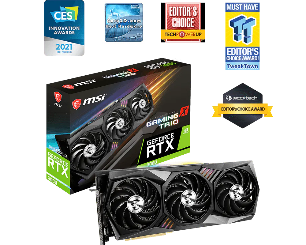 MSI 微星 GeForce RTX™ 3080 GAMING X TRIO 10G 顯示卡 圖片 1